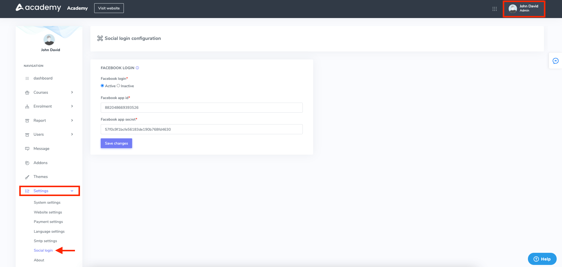 Social Login Settings Academy Social Login Settings Academy
