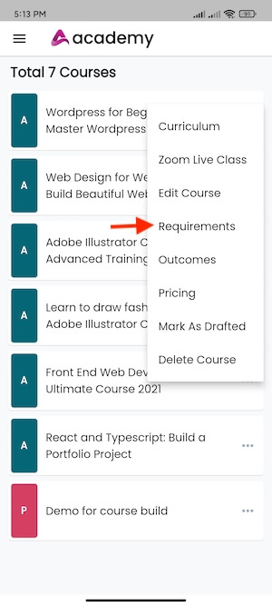 Navigating Requirements Academy Instructors Mobile App Navigating Requirements Academy Instructors Mobile App