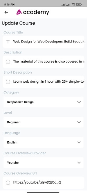 Saving Edit Course Academy Instructors Mobile App Saving Edit Course Academy Instructors Mobile App