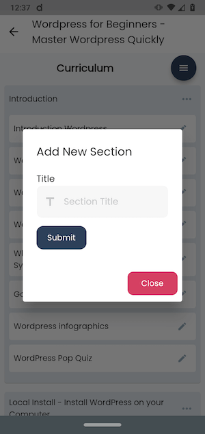 Saving New Section Academy Instructors Mobile App Saving New Section Academy Instructors Mobile App