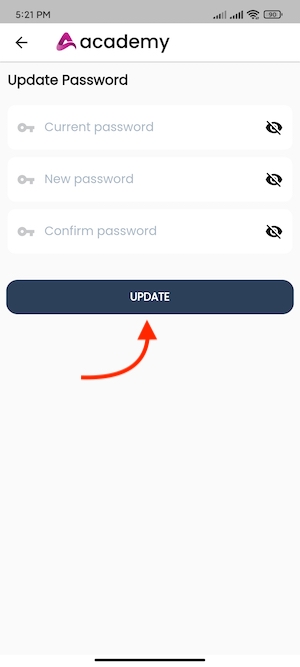 Updating Password Academy Instructors Mobile App Updating Password Academy Instructors Mobile App